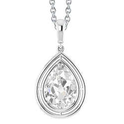 White Gold 14K Pear Old Miner Solitaire Real Natural Earth Mined Diamond Pendant 2.50 Carats