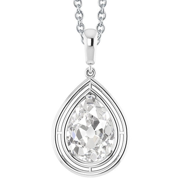 White Gold Old Miner Solitaire Diamond Pendant