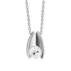 White Gold 14K Pendant Round Old Miner Real Natural Earth Mined Diamond Half Bezel Set 1 Carat