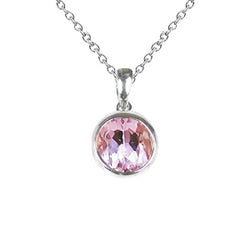 White Gold 14K Pink Kunzite Solitaire Pendant Gem Stone Jewelry 20 Ct