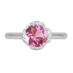 White Gold 14K Pink Kunzite With Diamonds 16.50 Ct Wedding Ring