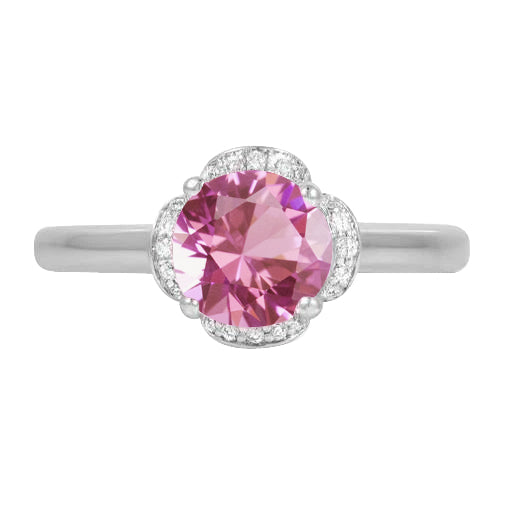 White Gold 1  Pink Kunzite With Diamonds 16.50 Ct Wedding Ring   Sparkling Unique Lady’s 