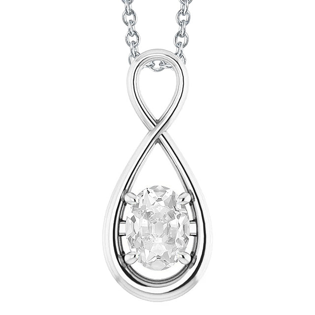 White Gold Solitaire Diamond Pendant Old Miner