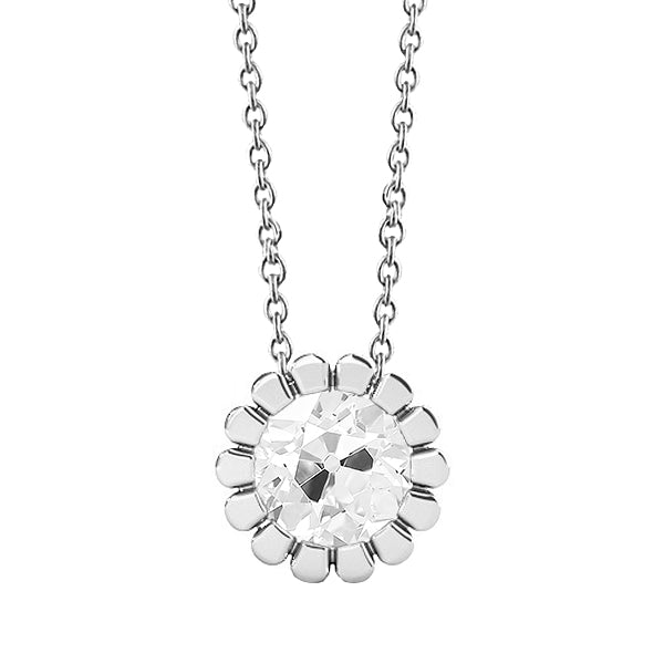 Solitaire Diamond Pendant Round Old Miner