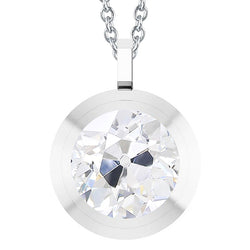 White Gold 14K Solitaire Genuine Natural Earth Mined Diamond Pendant Round Old Miner 5 Carats