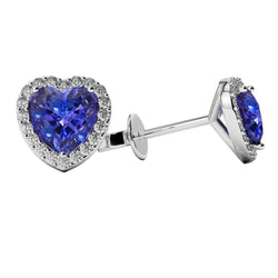 White Gold Women Studs Earrings 3.90 Ct Tanzanite With Natural Earth Mined Diamonds