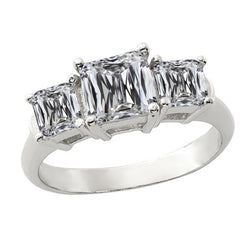 White Gold 3 Stone Cushion Old Mine Cut Natural Earth Mined Diamond Wedding Ring 6 Carats