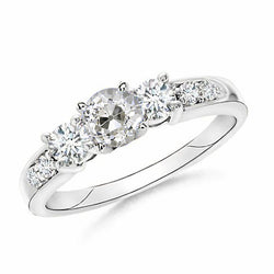 White Gold Anniversary Ring Old Cut Round Diamond Jewelry 1.75 Carats