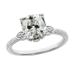 White Gold Anniversary Ring Round Old Mine Cut Genuine Natural Earth Mined Diamond 3.50 Carats