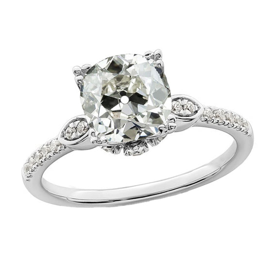 Ladies White Gold Anniversary Ring Round Old Mine Cut