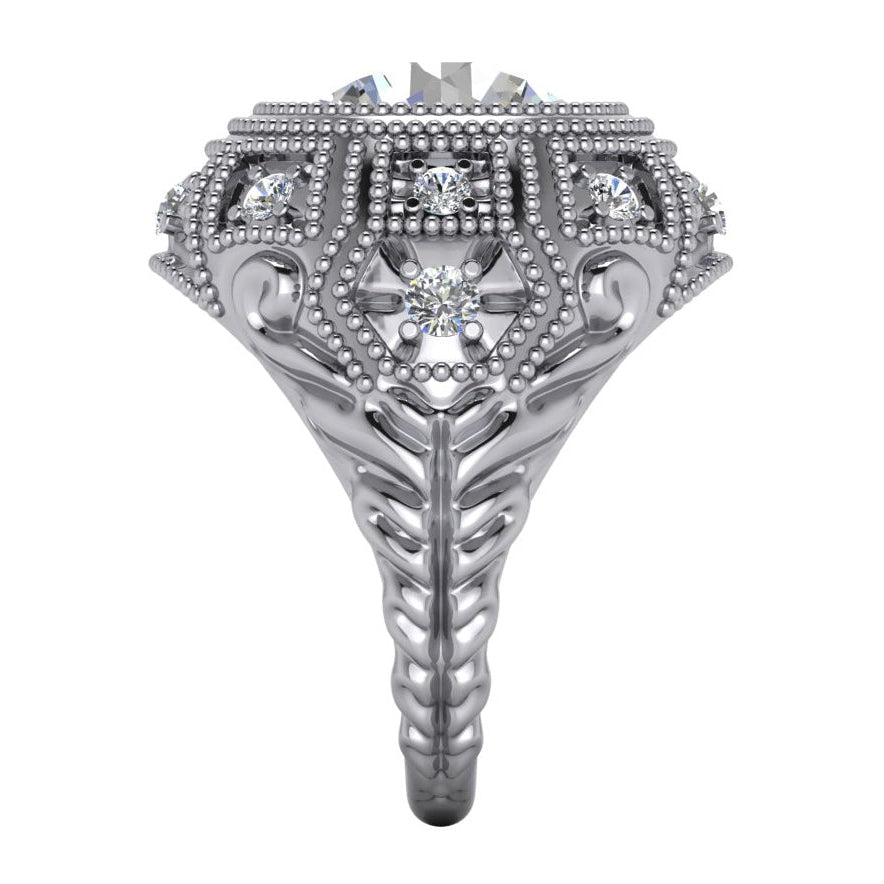 Large Antique Style Big Diamond Ring