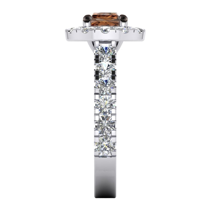 Round Cut Brown Diamond Halo Engagement Ring