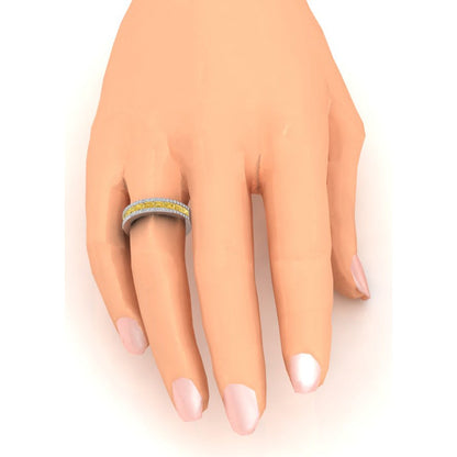 White Gold Canary Yellow Diamond Ladies Band