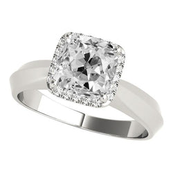 White Gold Cushion Old Mine Cut Natural Earth Mined Diamond Halo Ring 7.50 Carats