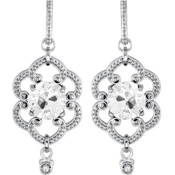 White Gold Diamond Dangle Earrings Round Cut Old Miner 3.50 Carats