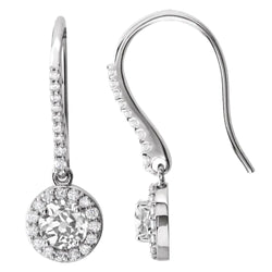 White Gold Diamond Dangle Earrings Round Old Miner Cut 4.50 Carats