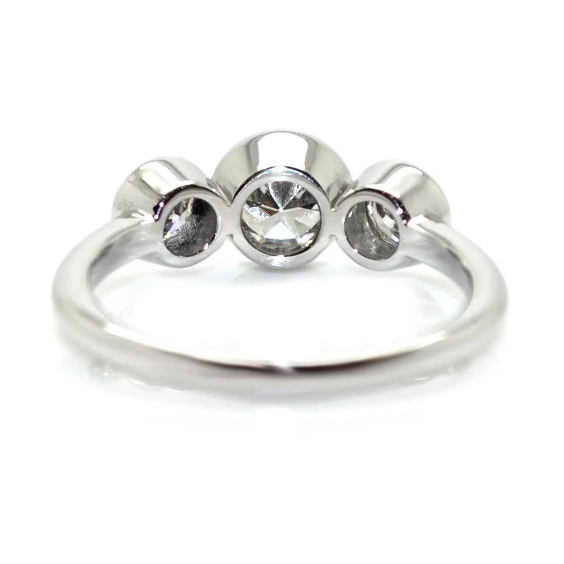 3 Stone Ring Round Old Mine Cut Diamond White Gold Jewelry 4 Carats