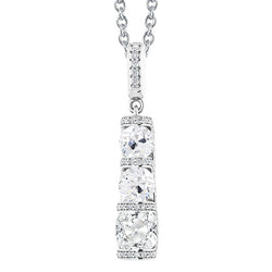 White Gold Natural Earth Mined Diamond Pendant 3 Stone Style Cushion Old Miner 5 Carats