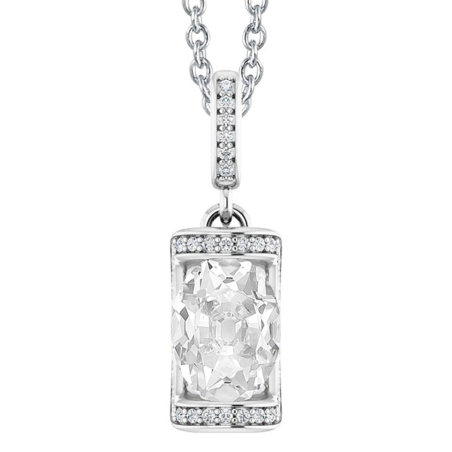 Diamond Pendant Bar Set Oval Old Cut