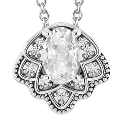 White Gold Natural Earth Mined Diamond Pendant Oval Old Cut Butterfly Style 6.50 Carats