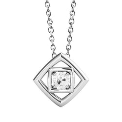 White Gold Natural Earth Mined Diamond Pendant Round Old Cut Prong Set 1 Carat