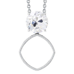 White Gold Natural Earth Mined Diamond Pendant Round Old Mine Cut 3.50 Carats Prong Set