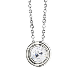 White Gold Natural Earth Mined Diamond Pendant Round Old Miner Bezel Set 1.50 Carats 14K