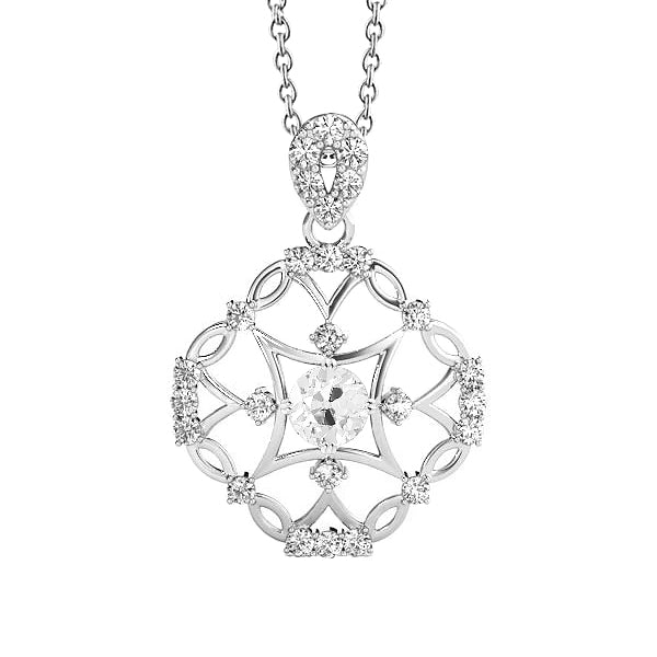 White Gold Diamond Pendant Old Miner Prong Set