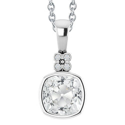 White Gold Real Natural Earth Mined Diamond Pendant Round & Cushion Old Miner Bezel Set 5.50 Carats