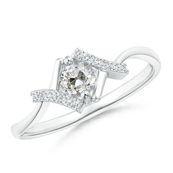 White Gold Natural Earth Mined Diamond Ring Old Cut 1.50 Carats Twisted Shank Jewelry