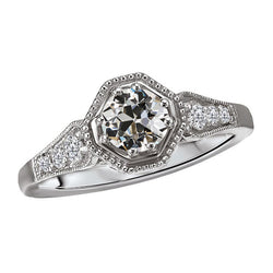 White Gold Real Diamond Ring Old Miner Antique Style 2 Carats