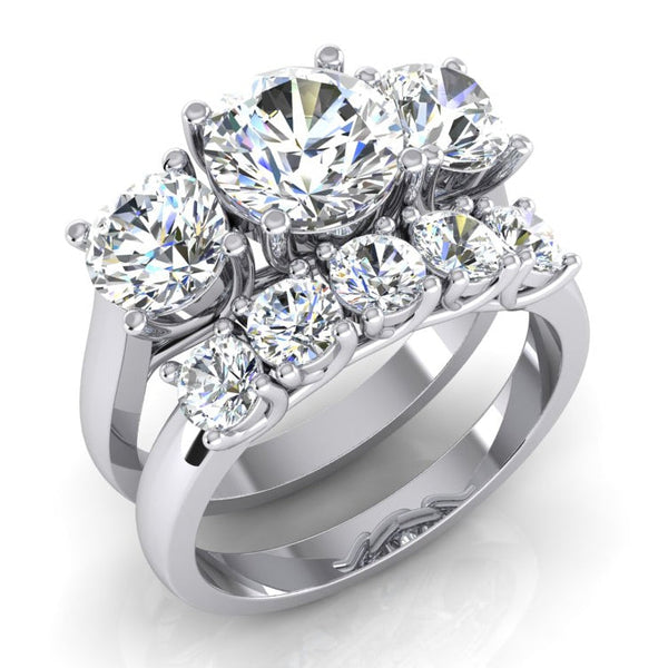 Sparkling Diamond Wedding Engagement Ring Set Trellis Setting