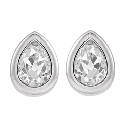 White Gold Diamond Stud Earrings Bezel Set Pear Old Miners 5 Carats