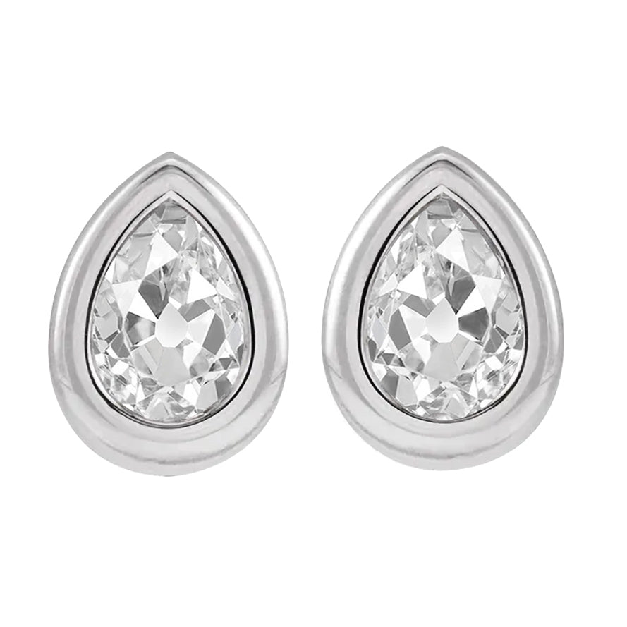 White Gold Diamond Stud Earrings Bezel Set