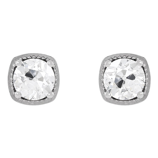 natural round diamond 4ct earring front view