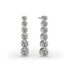 White Gold Drop Earrings 2.50 Carats Old Cut Round Diamond