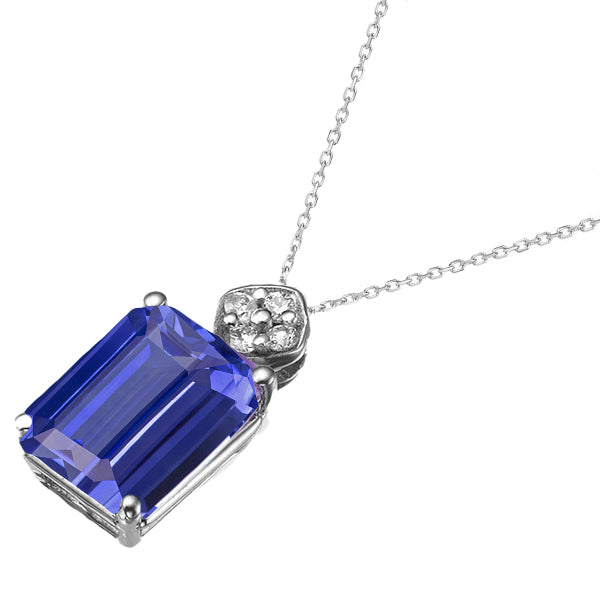 Emerald Ceylon Sapphire & Diamond Pendant