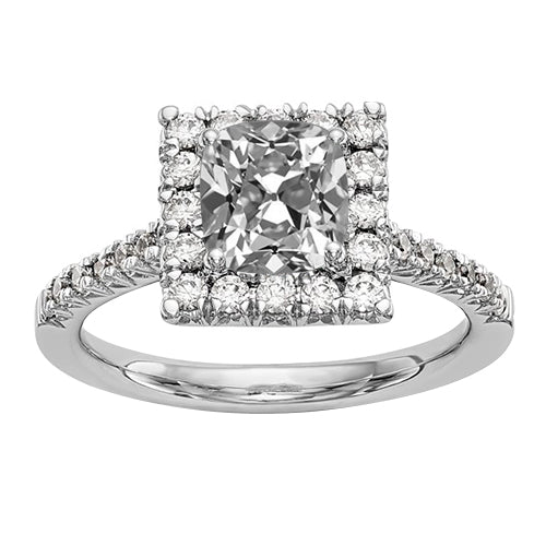White Gold Halo Cushion Old Mine Cut