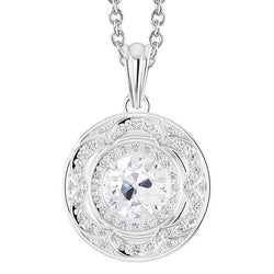 White Gold Halo Genuine Natural Earth Mined Diamond Pendant Round Cut Old Miner 3.50 Carats