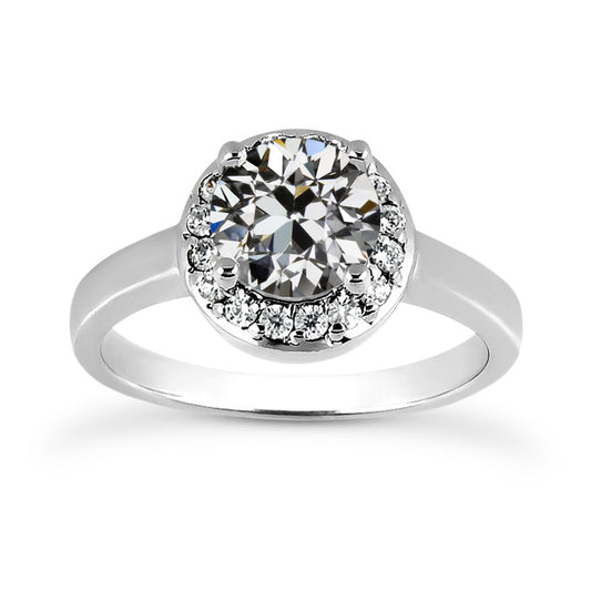 White Gold Halo Engagement Ring Old Miner Diamond