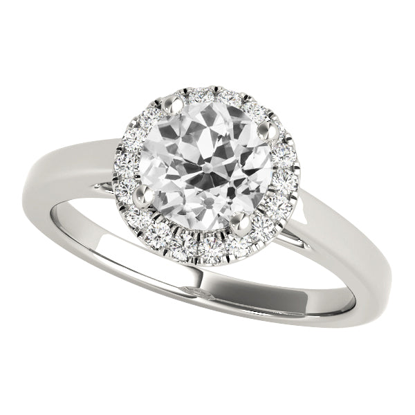 White Gold Halo Old Miner Diamond Ring 