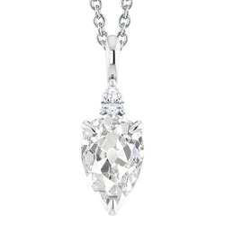 White Gold Jewelry Pear Old Cut Natural Earth Mined Diamond Pendant 3.50 Carats 14K
