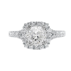 White Gold Old Cut Cushion Natural Earth Mined Diamond Round Halo Ring 5 Carats Jewelry
