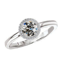 White Gold Old European Halo Mined Natural Real Diamond ( Not Lab Grown ) Engagement Ring 3 Carats