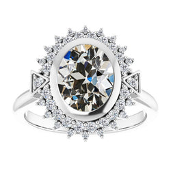Natural Diamond Ring 4.50ct - White Gold 14K