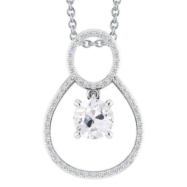 natural round diamond 3ct pendant front view