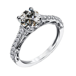 White Gold Old Miner Diamond Solitaire With Accent Ring 3 Carats