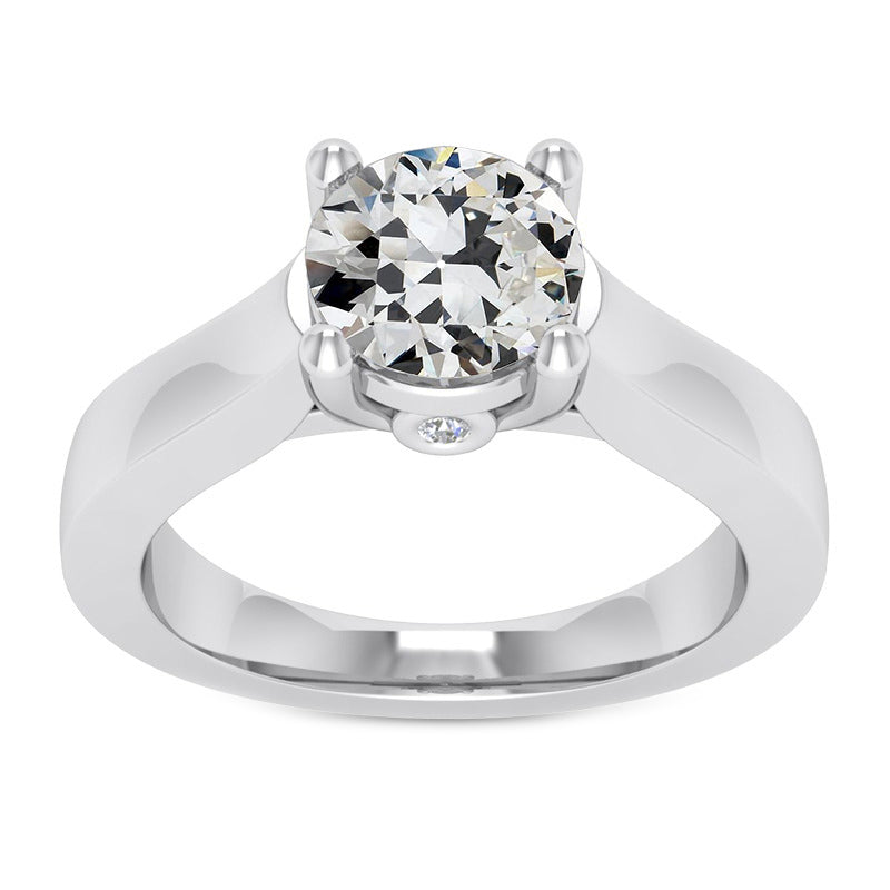 White Gold Old Miner Jewelry Ring 3 Carats Round Diamond