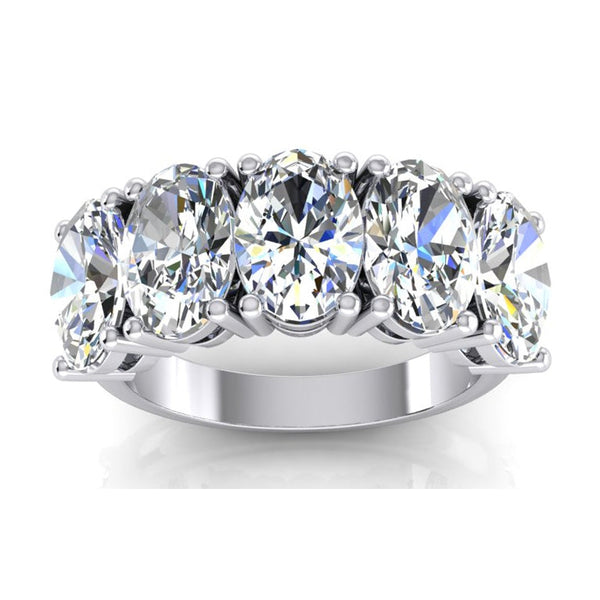    Lady’s Elegant Sparkling Unique Engagement White Gold Anniversary Ring  5 Stone Diamond Anniversary Band Gold Oval Cut Jewelry  White Gold Oval Diamond Ring