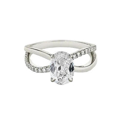 Real  White Gold Oval Engagement Ring Old Cut Diamonds 3.65 Carats